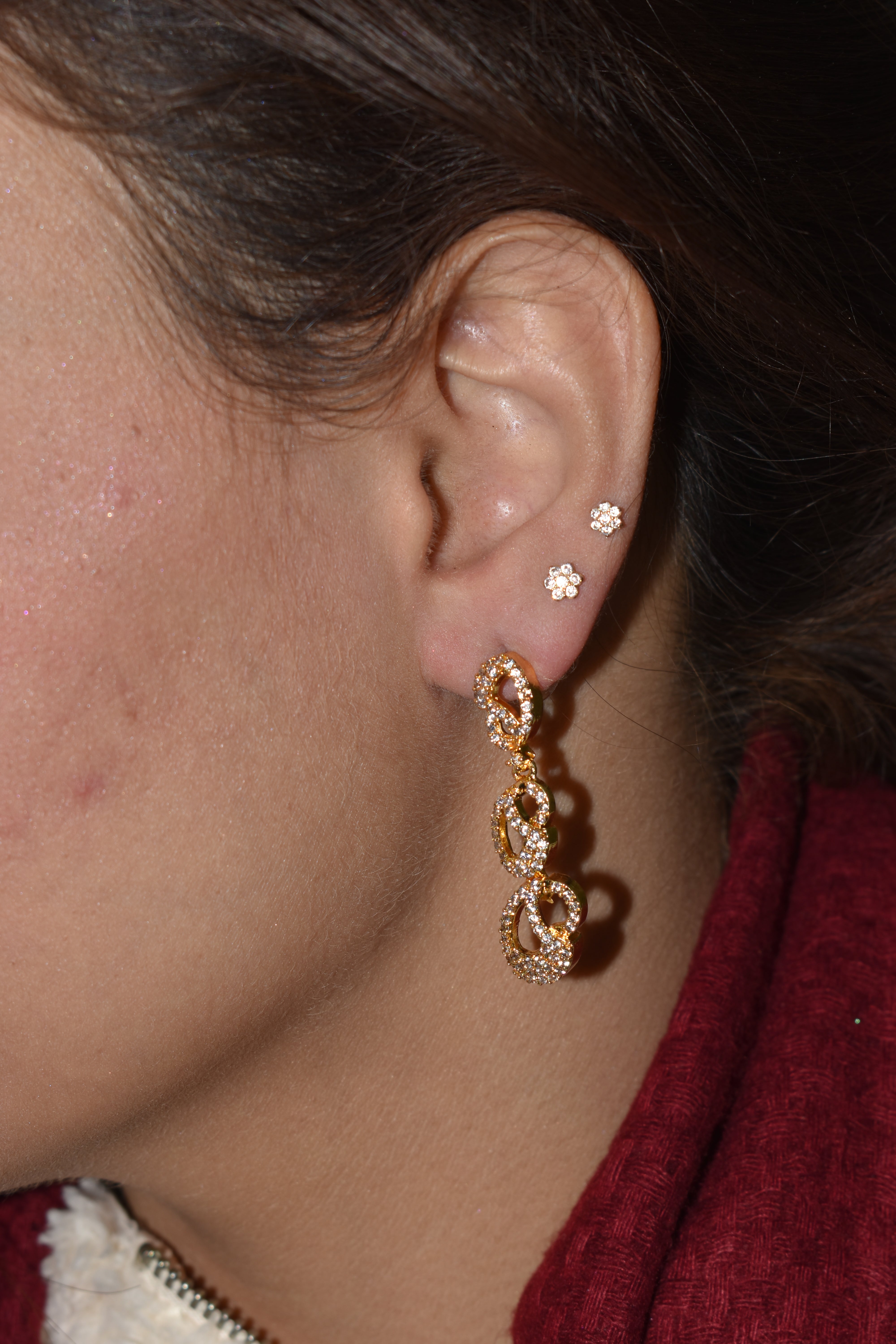 Golden Infinity Crystal Drop Earrings