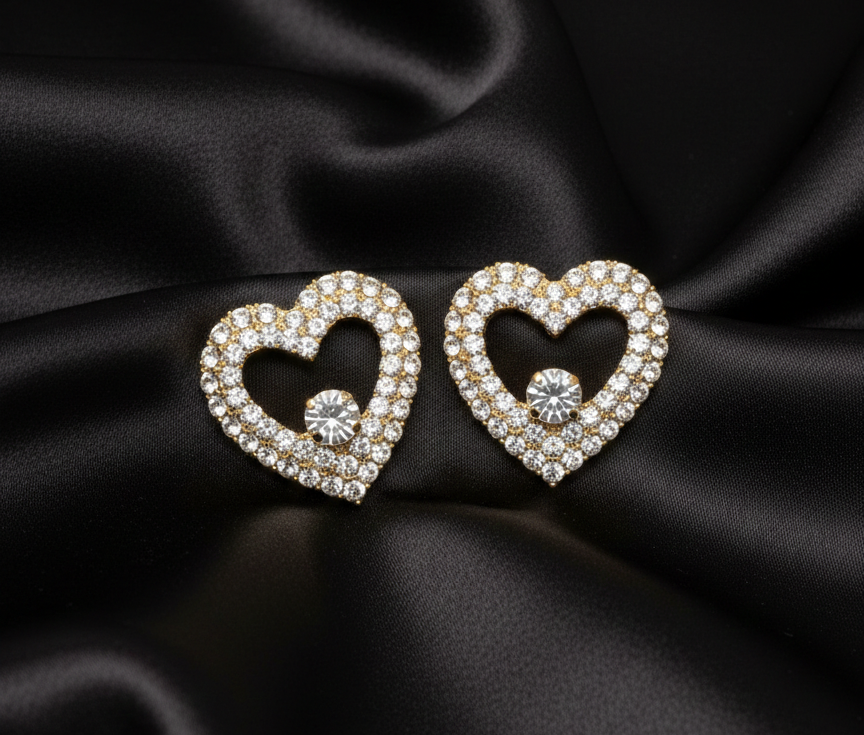Crystal Heart Stud Earrings