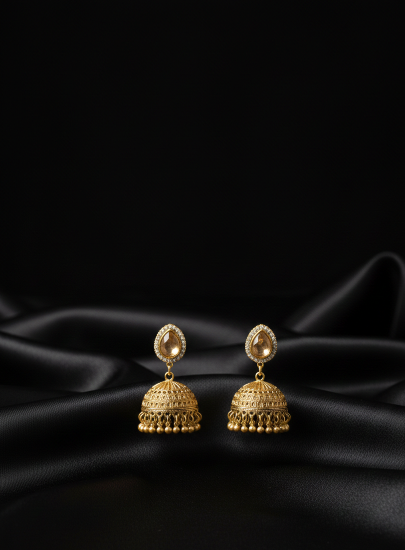 Royal Heritage Gold Jhumka Earrings