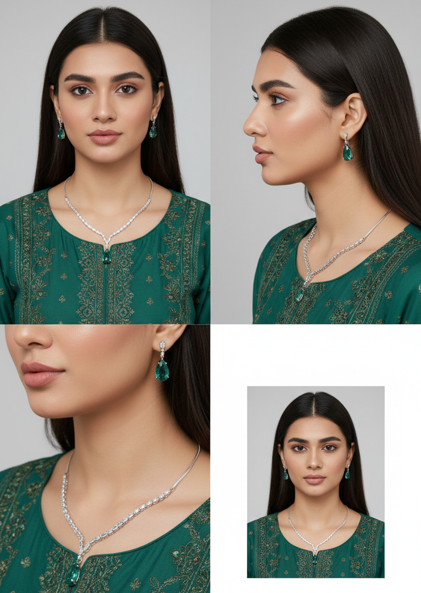 Royal Emerald Teardrop Jewelry Set