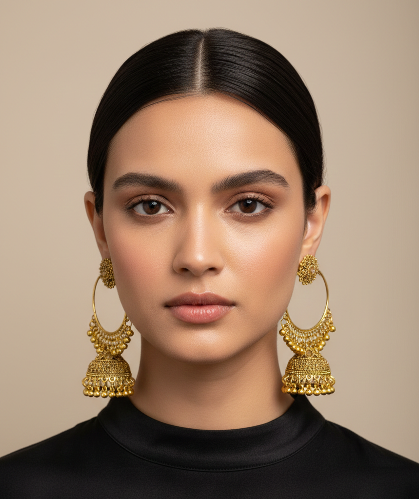 Antique Gold Traditional Jhumkas