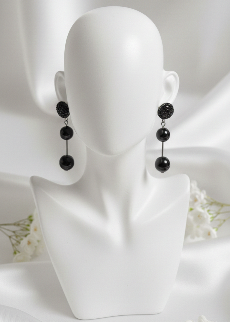 Double Drop Earrings – Black Onyx-Style