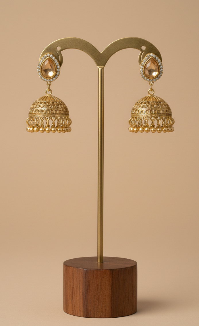 Royal Heritage Gold Jhumka Earrings
