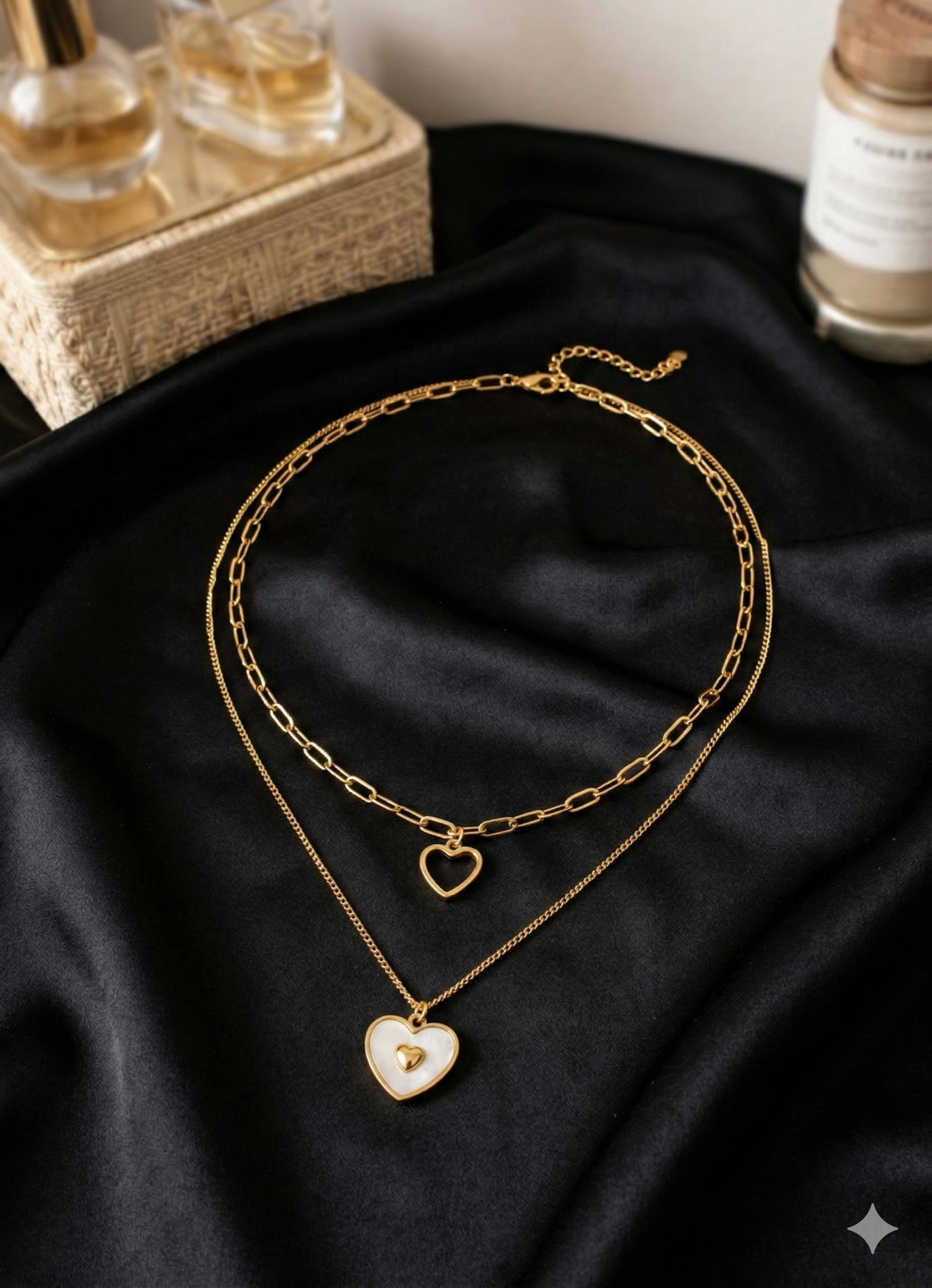 Double Layered Gold Heart Necklace