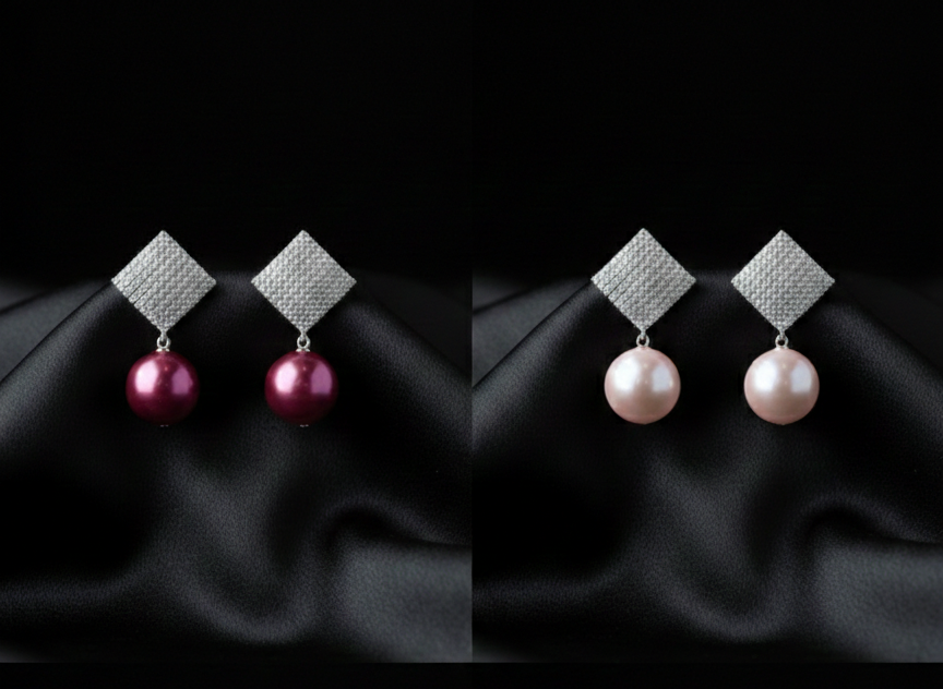 Diamond Drop Earrings with Pearl
