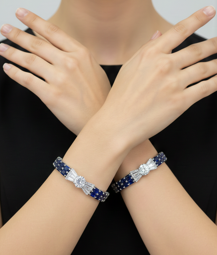 Sapphire & Sparkle Art-Deco Bangles