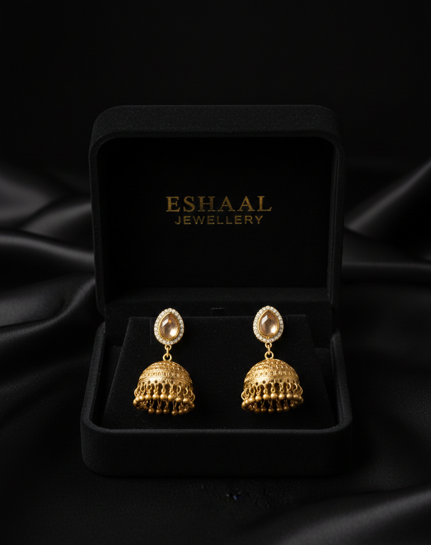 Royal Heritage Gold Jhumka Earrings