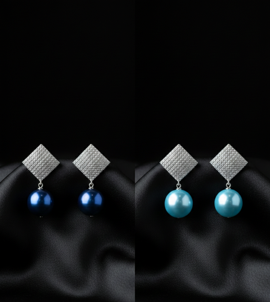 Diamond Drop Earrings with Pearl