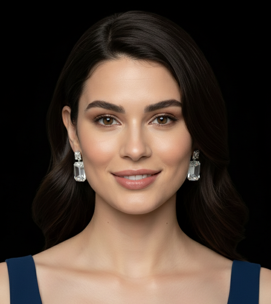 Emerald-Cut Zircon Drop Earrings