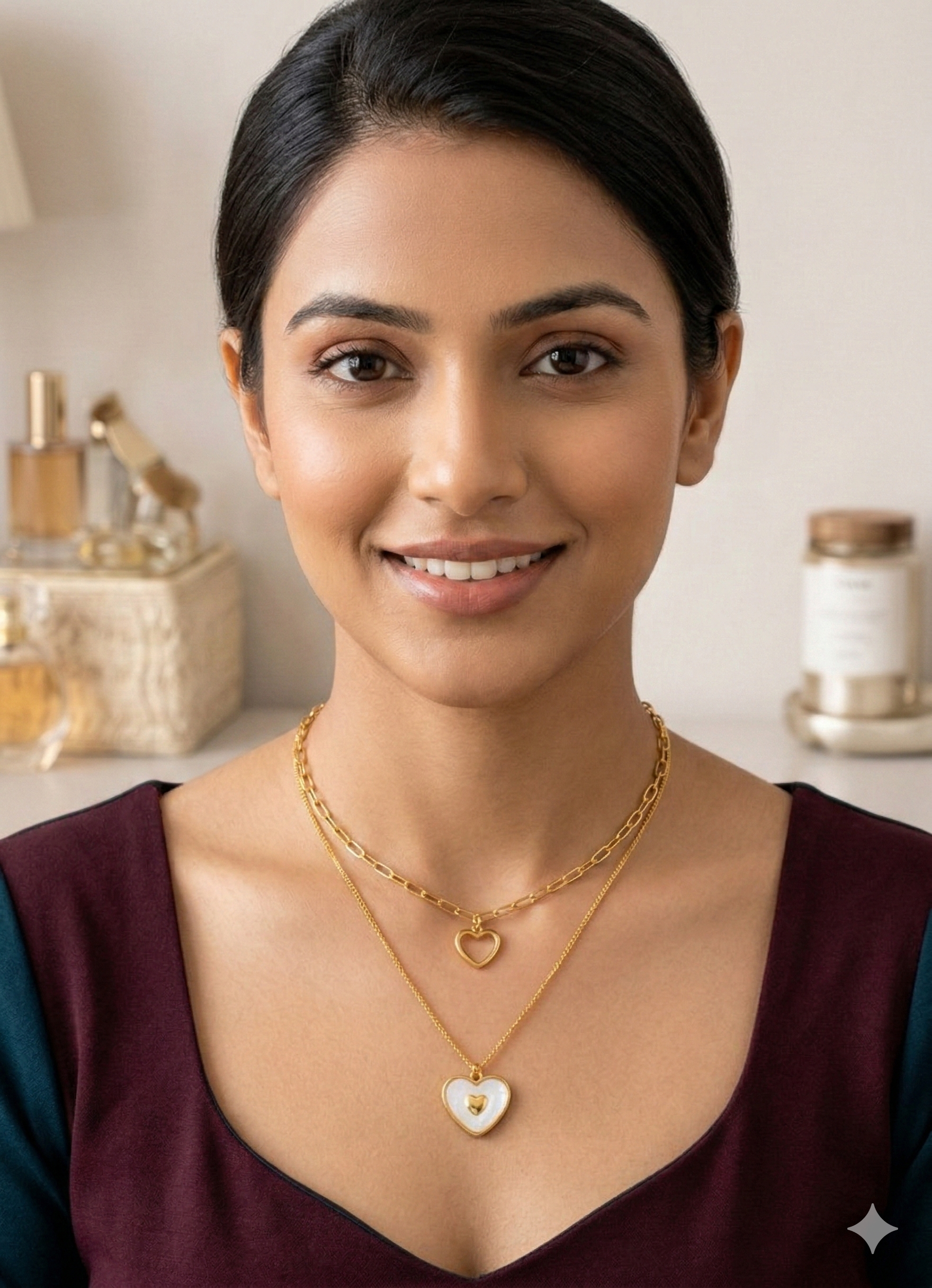 Double Layered Gold Heart Necklace