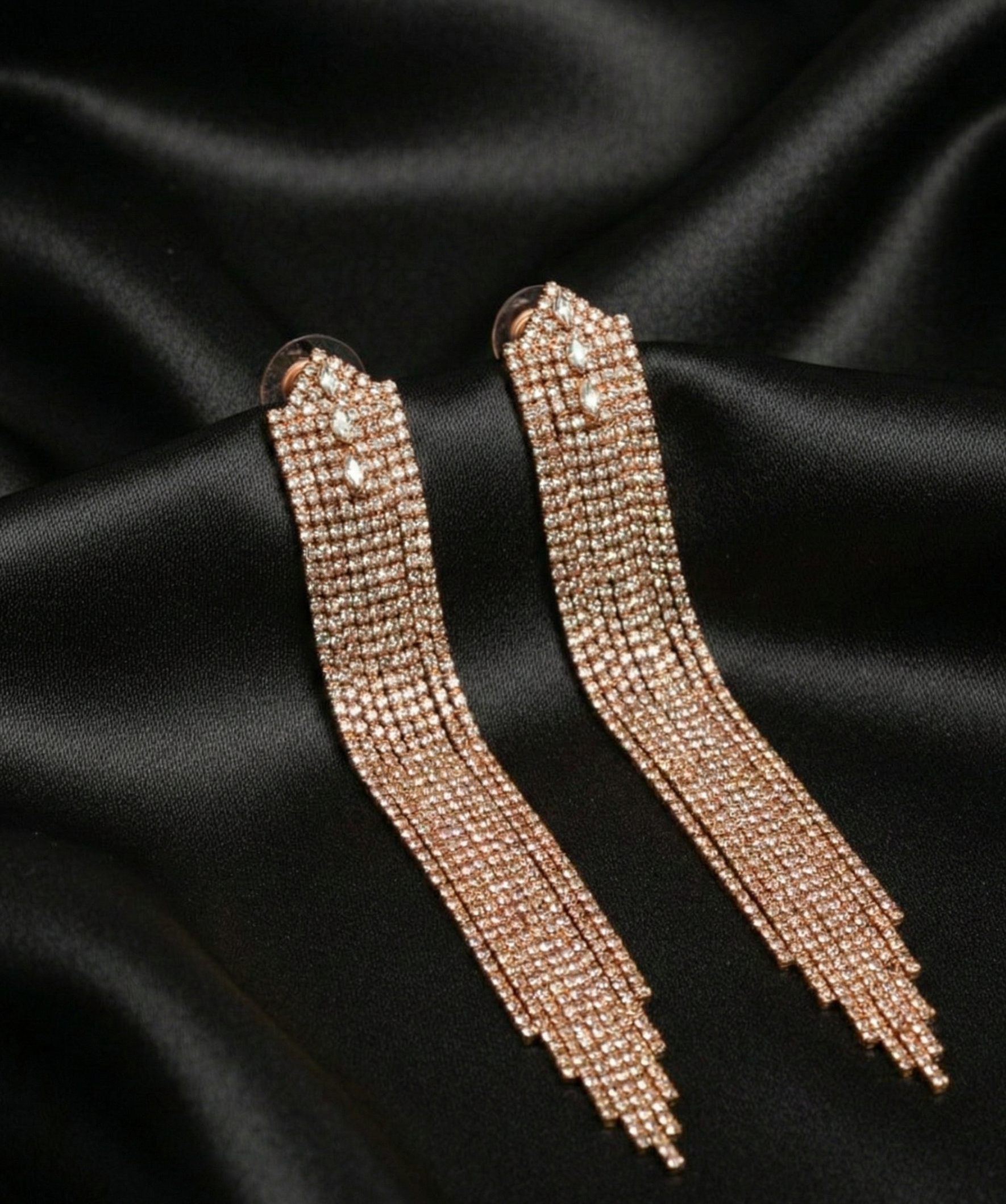 Golden Luxury Crystal Tassel Earrings