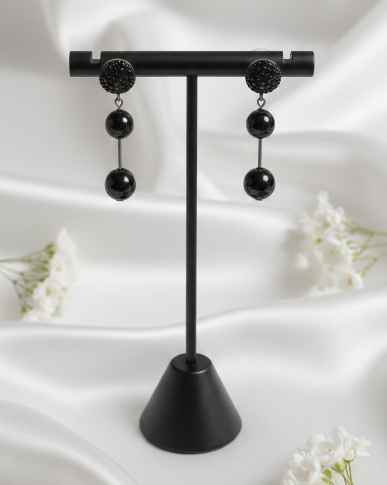 Double Drop Earrings – Black Onyx-Style