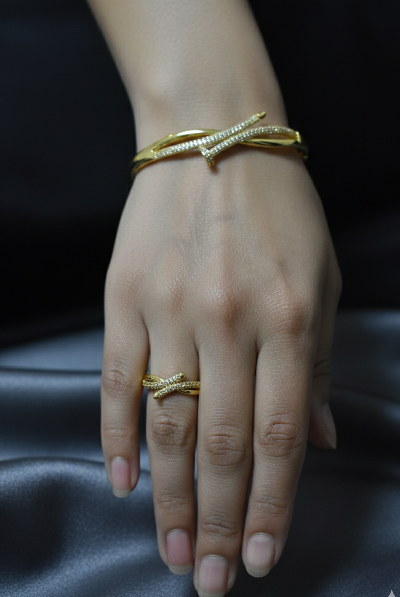 Elegant Gold-Plated Pave-Set
