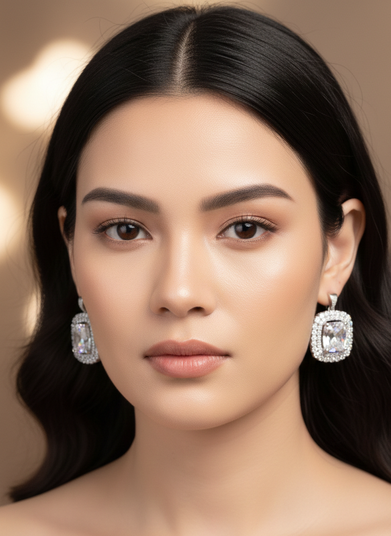 Royal Silver Zircon Halo Jewelry Set