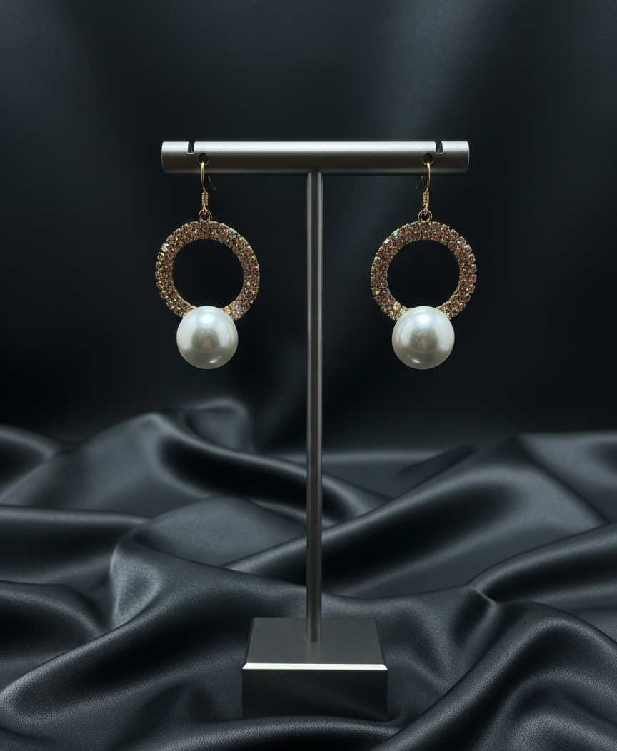 Sparkling Crystal Circle Drop Earrings