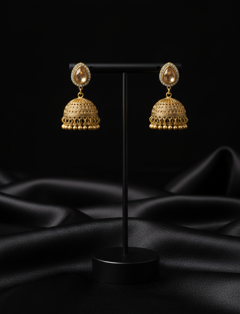 Royal Heritage Gold Jhumka Earrings