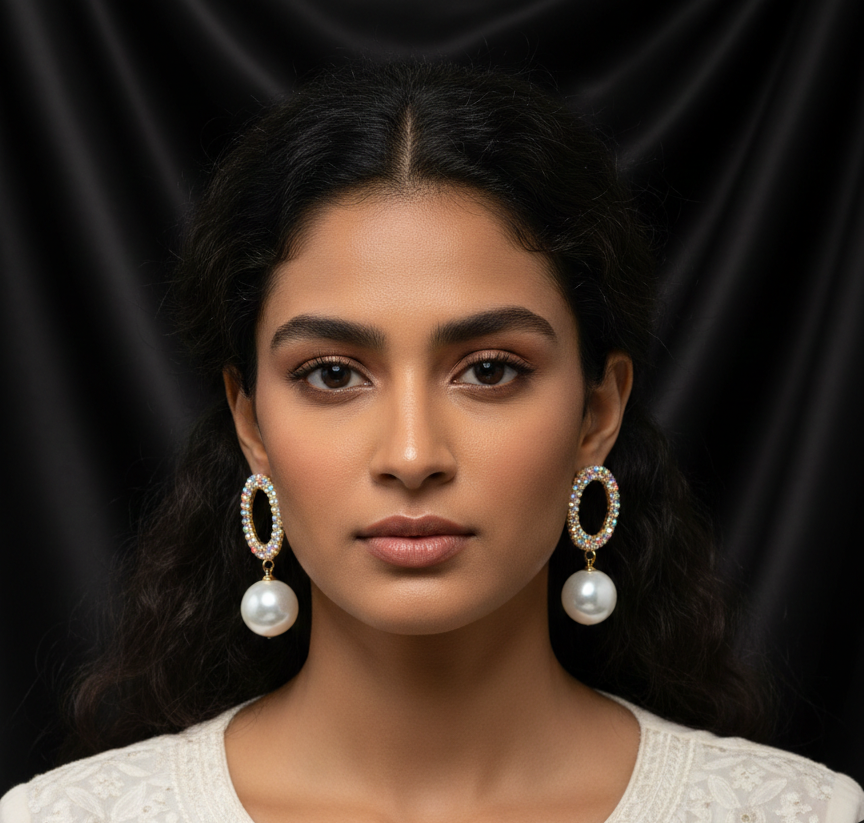 Sparkling Crystal Circle Drop Earrings