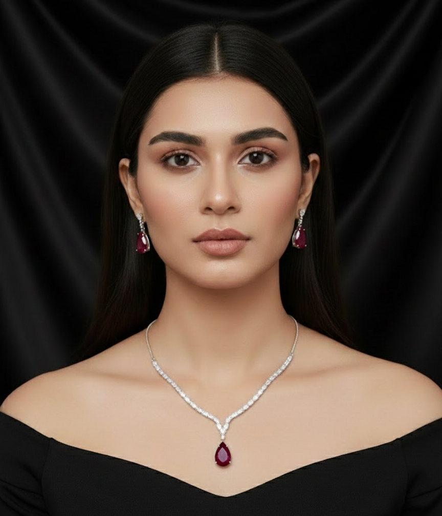 Royal Emerald Teardrop Jewelry Set