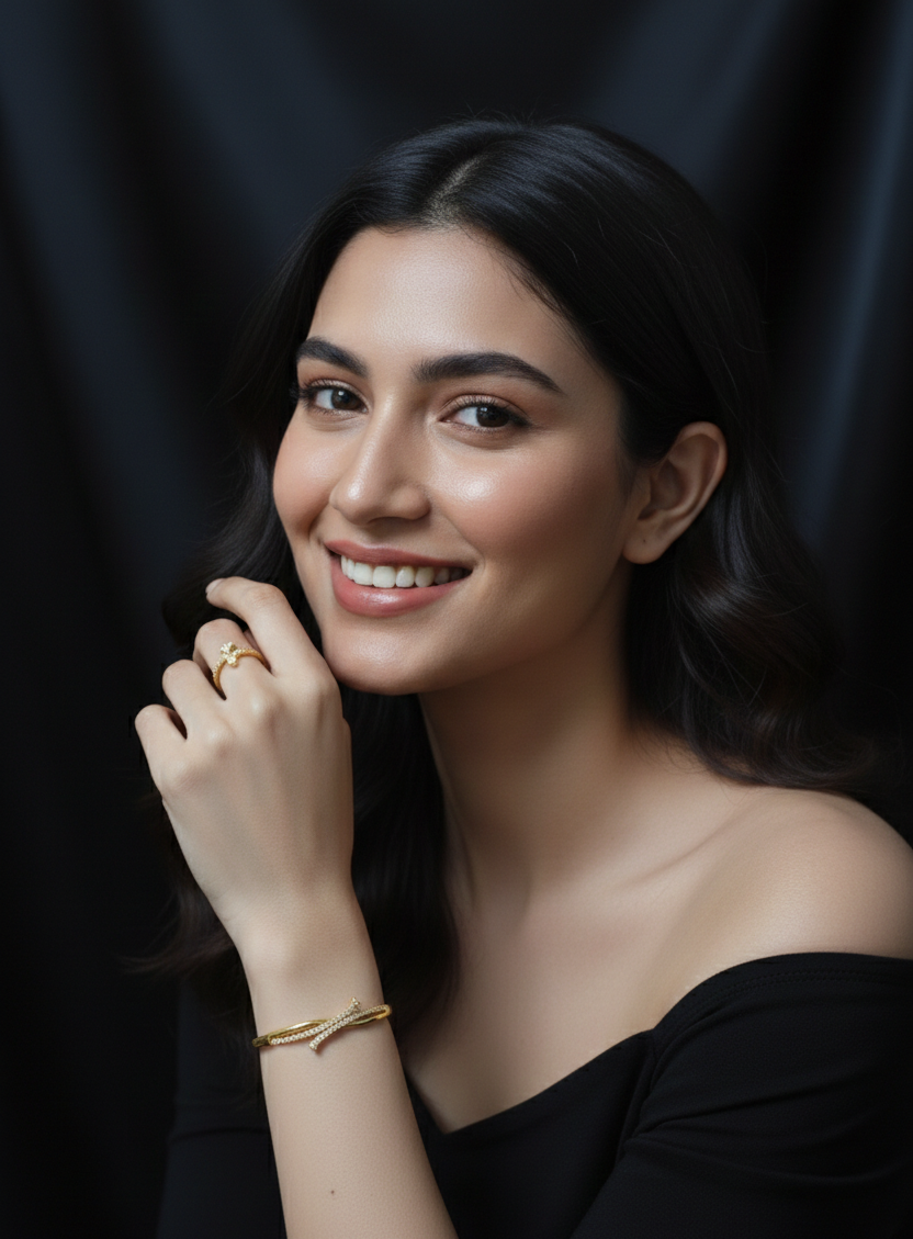 Elegant Gold-Plated Pave-Set