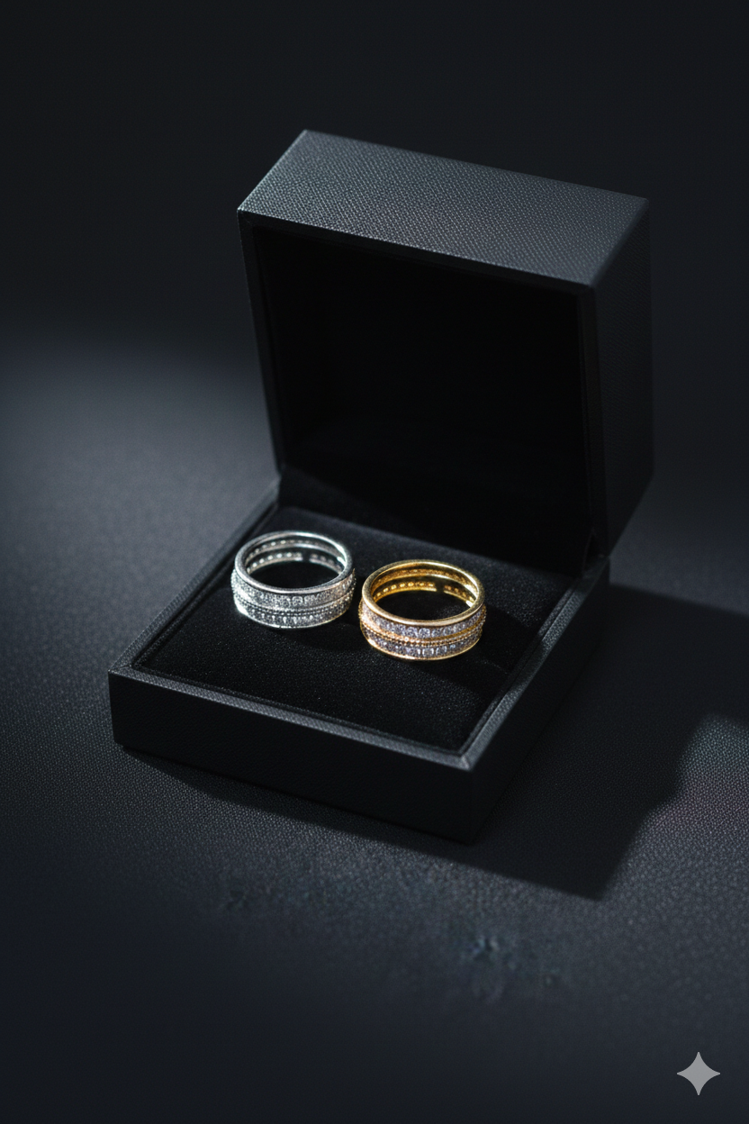 Luxury Dual-Tone Crystal Eternity Ring