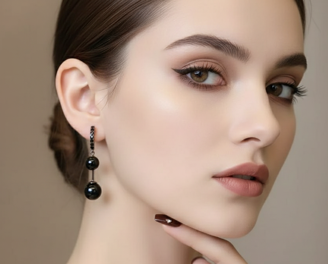 Double Drop Earrings – Black Onyx-Style
