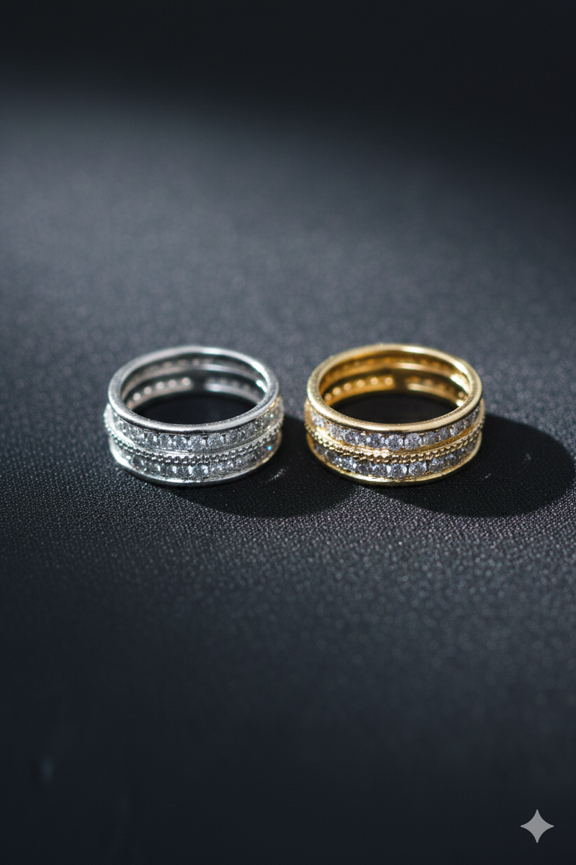Luxury Dual-Tone Crystal Eternity Ring
