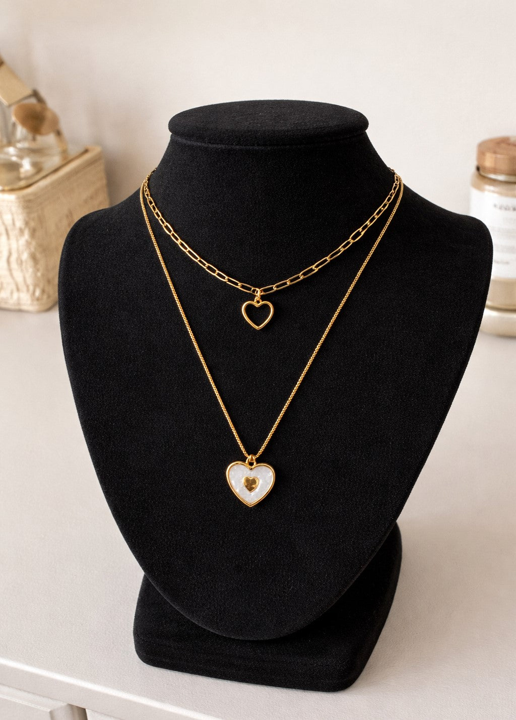 Double Layered Gold Heart Necklace
