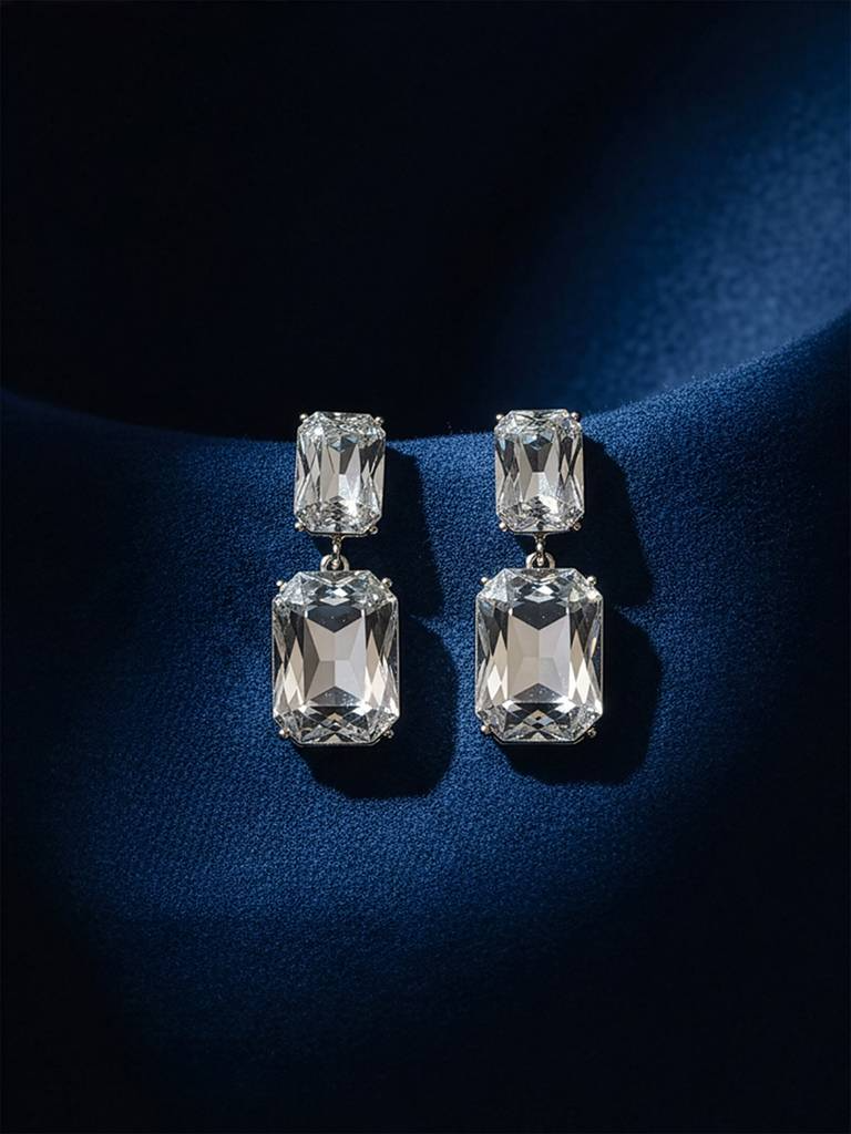 Emerald-Cut Zircon Drop Earrings