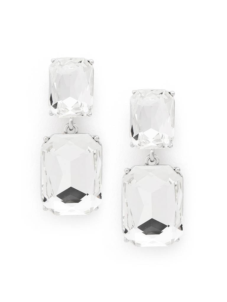 Emerald-Cut Zircon Drop Earrings